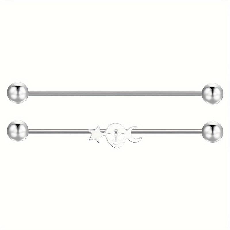 2pcs 1/2 40mm Stainless Steel Industrial Barbell Cartilage Earrings with Spiral