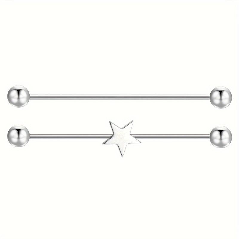 2pcs 1/2 40mm Stainless Steel Industrial Barbell Cartilage Earrings with Spiral