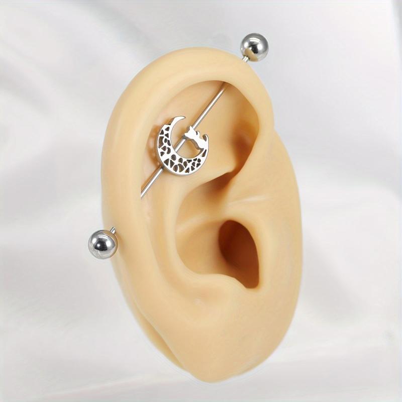 2pcs 1/2 40mm Stainless Steel Industrial Barbell Cartilage Earrings with Spiral