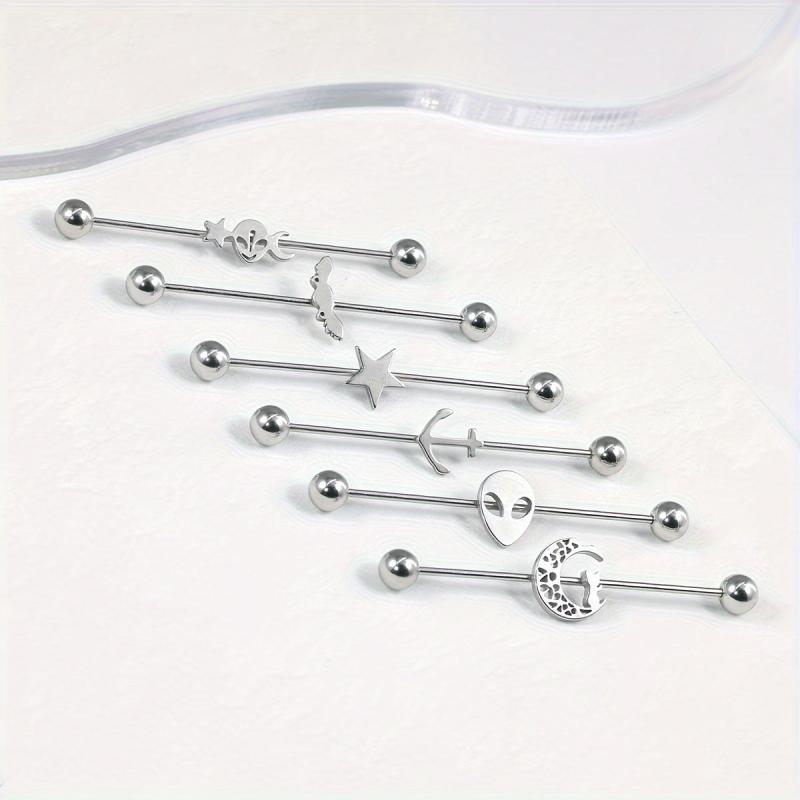 2pcs 1/2 40mm Stainless Steel Industrial Barbell Cartilage Earrings with Spiral