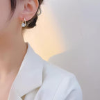 2pcs 14K Gold Plated Zirconia Stud Earrings for Daily Wear