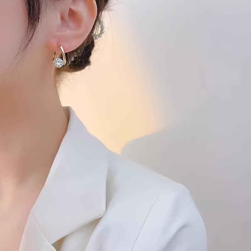 2pcs 14K Gold Plated Zirconia Stud Earrings for Daily Wear