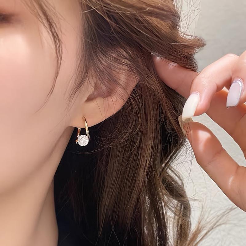 2pcs 14K Gold Plated Zirconia Stud Earrings for Daily Wear