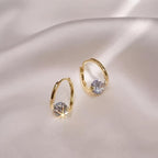 2pcs 14K Gold Plated Zirconia Stud Earrings for Daily Wear