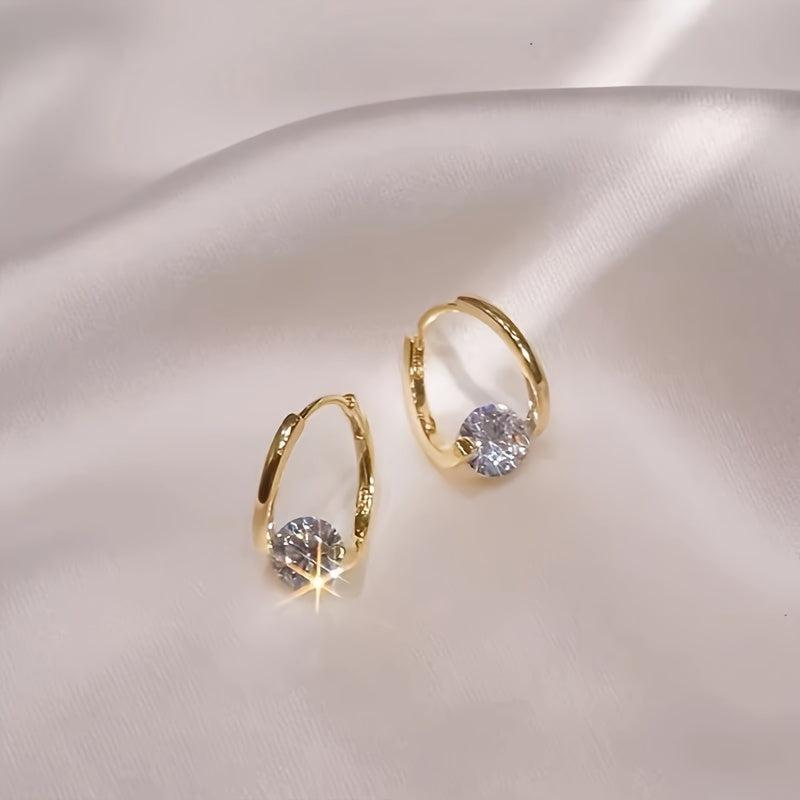 2pcs 14K Gold Plated Zirconia Stud Earrings for Daily Wear