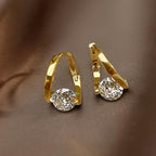 2pcs 14K Gold Plated Zirconia Stud Earrings for Daily Wear