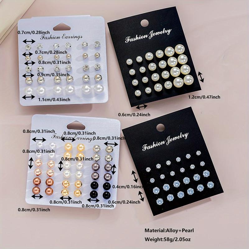 114-Piece Faux Pearl Earring Set for Women
