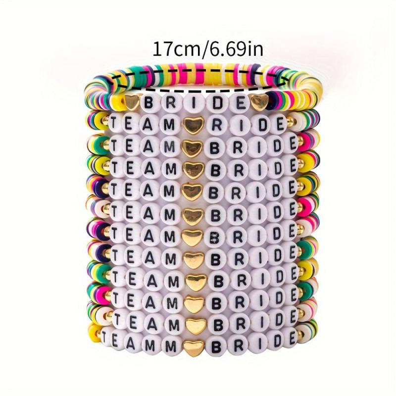 12 Piece Team Bride Letter Bead Bracelet Set for Bridesmaids Wedding Party