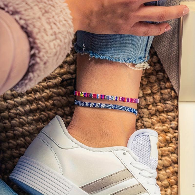2pcs Bohemian Ankle Set Women's Foot Chain Bracelet