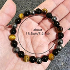 Triple Protection Bracelet with Tiger'S Eye Obsidian Hematite Beads
