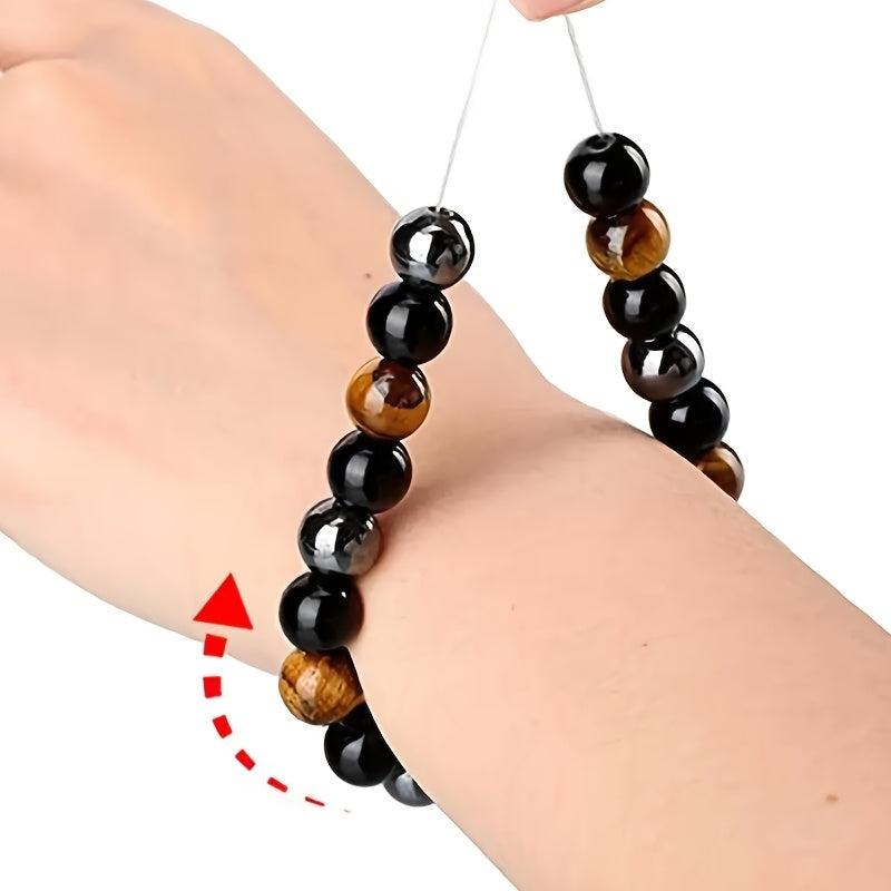 Triple Protection Bracelet with Tiger'S Eye Obsidian Hematite Beads