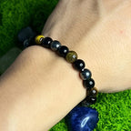 Triple Protection Bracelet with Tiger'S Eye Obsidian Hematite Beads
