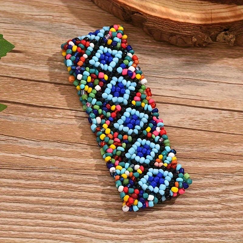 Multicolor Geometric Beaded Stretch Bracelet Bohemian Style Elastic Wristband