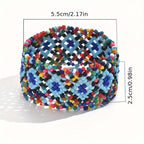 Multicolor Geometric Beaded Stretch Bracelet Bohemian Style Elastic Wristband