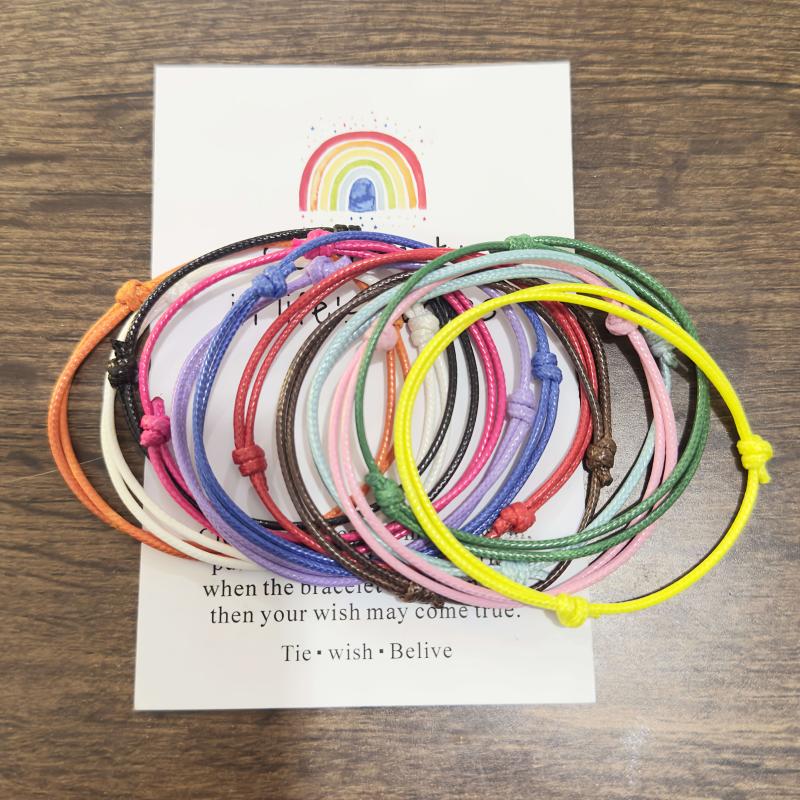 12pcs Colorful Nylon Rope Bracelet Set, Vibrant & Durable, Daily & Party Wear