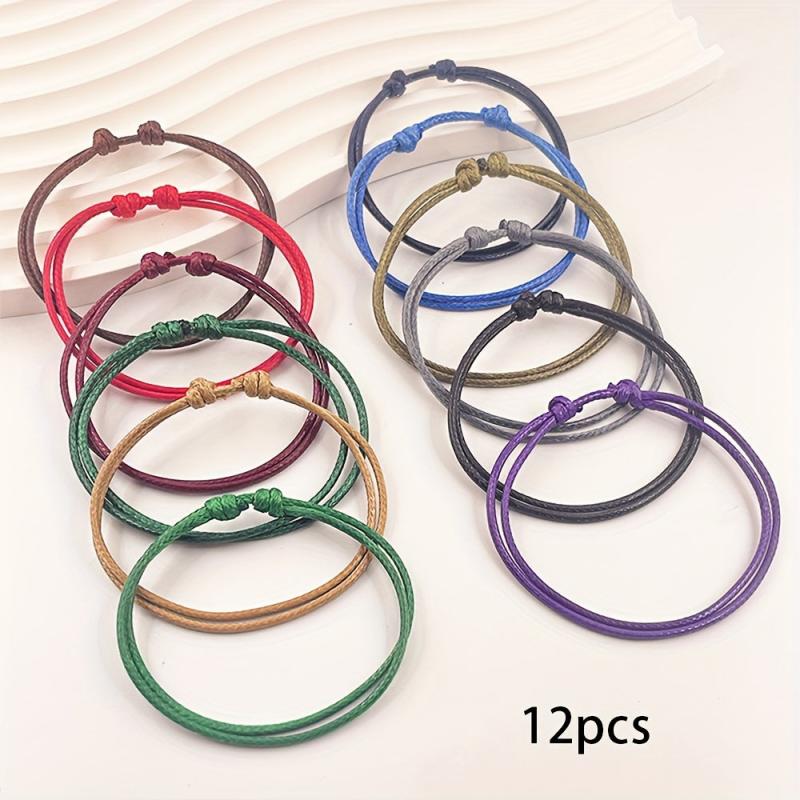 12 Pcs Wax Cord Bracelets for Women Casual and Formal Occasions