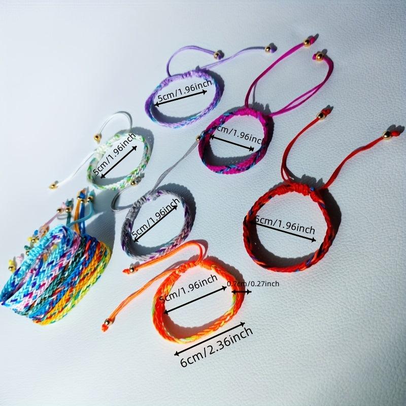 12pcs Boho Braided Bracelet Set Colorful Handwoven Charm Bracelets