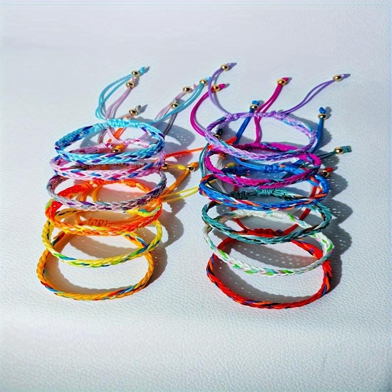 12pcs Boho Braided Bracelet Set Colorful Handwoven Charm Bracelets