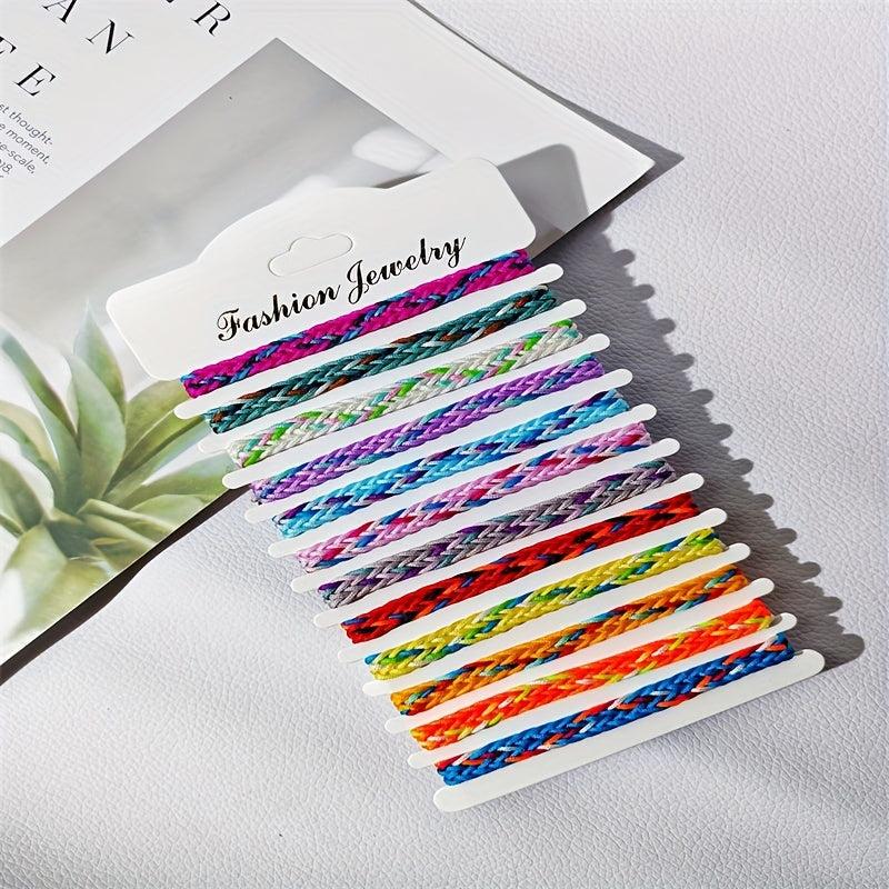12pcs Boho Braided Bracelet Set Colorful Handwoven Charm Bracelets