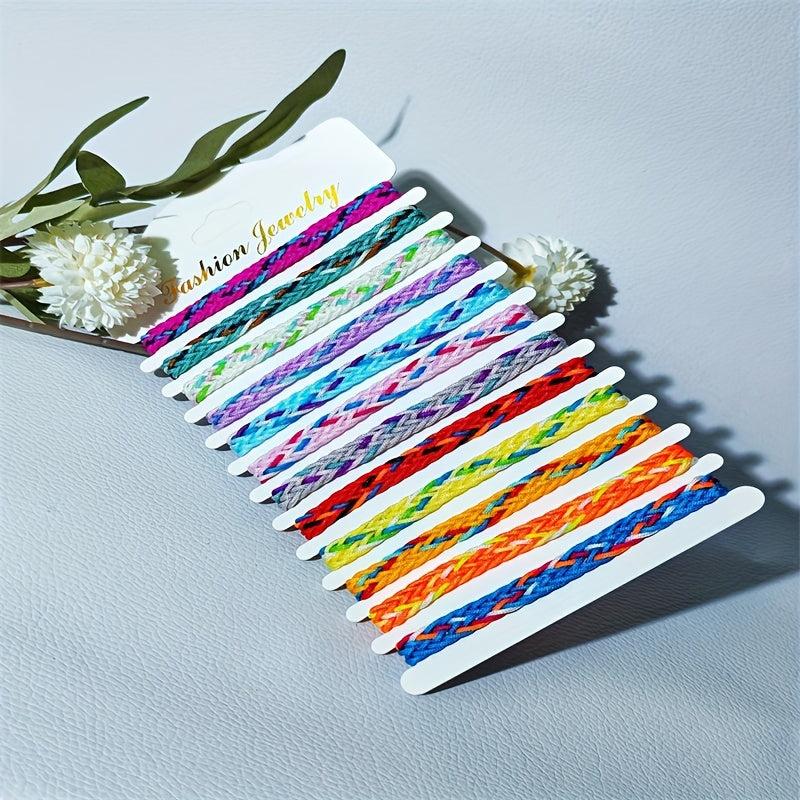12pcs Boho Braided Bracelet Set Colorful Handwoven Charm Bracelets