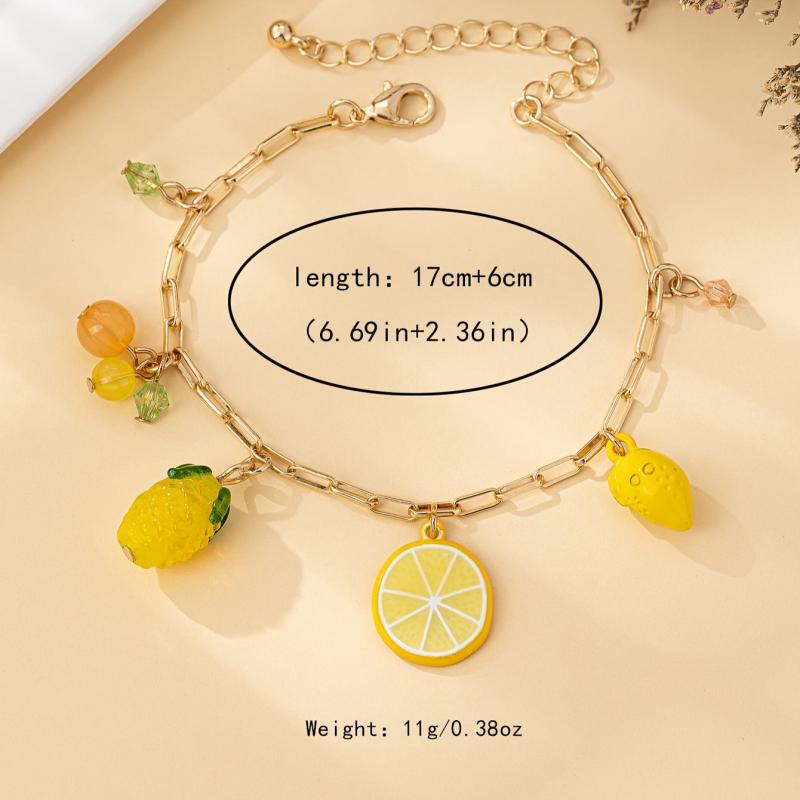 Bohemian Acrylic Fruit Charm Bracelet Adjustable Golden Chain