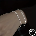 2pcs 925 Sterling Silver Bangle Bracelets Boho Style Daily Wear