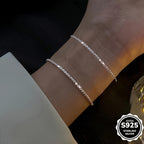 2pcs 925 Sterling Silver Bangle Bracelets Boho Style Daily Wear