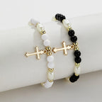 2pcs Beaded Cross Pendant Double Layer Women's Bracelets - Ideal Holiday Gift