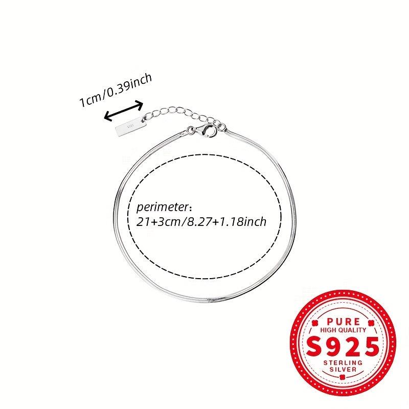 Sterling Silver Snake Chain Anklet for Women Hypoallergenic