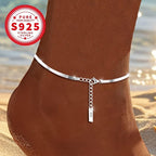 Sterling Silver Snake Chain Anklet for Women Hypoallergenic