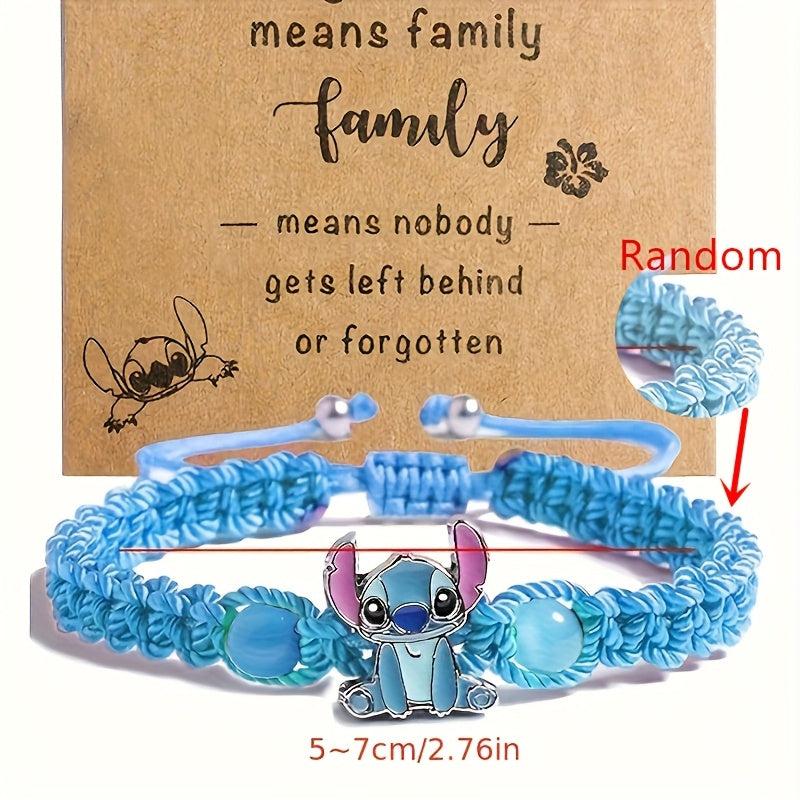 Disney'S Stitch Braided Bracelet with December Birthstone