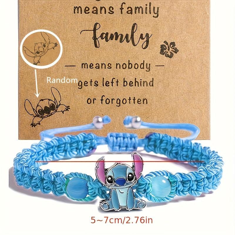 Disney'S Stitch Braided Bracelet with December Birthstone