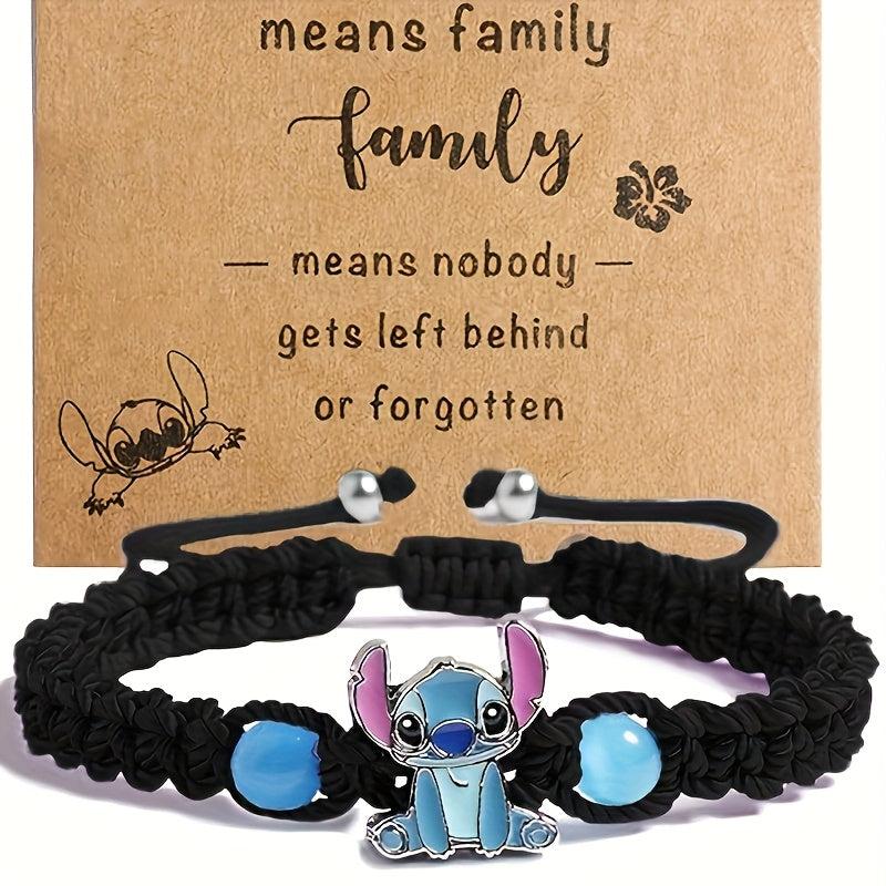 Disney'S Stitch Braided Bracelet with December Birthstone