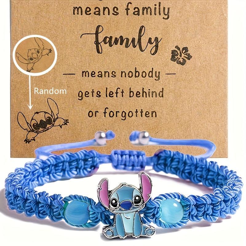 Disney'S Stitch Braided Bracelet with December Birthstone