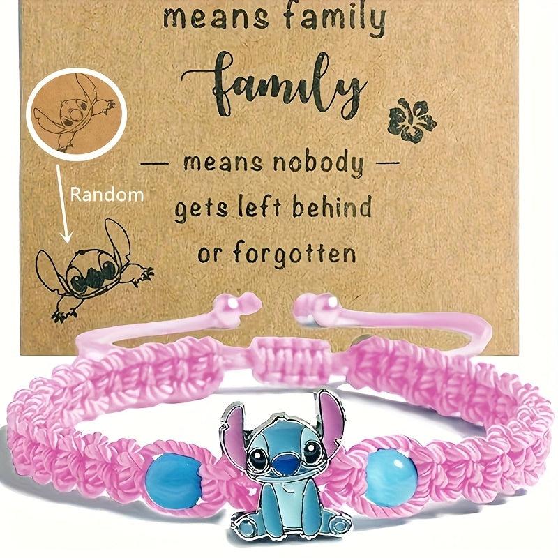 Disney'S Stitch Braided Bracelet with December Birthstone