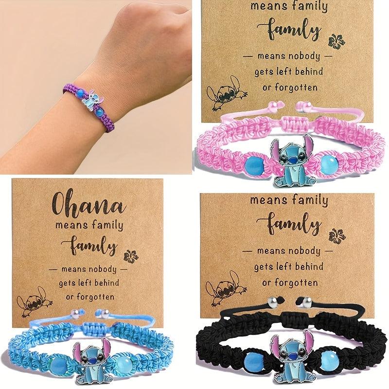 Disney'S Stitch Braided Bracelet with December Birthstone