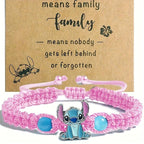 Disney'S Stitch Braided Bracelet with December Birthstone
