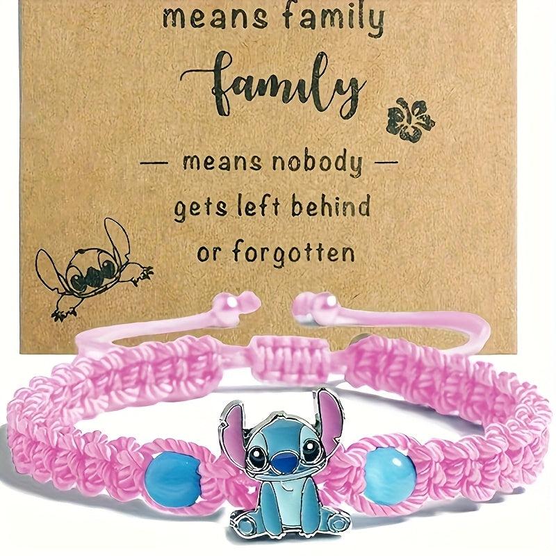 Disney'S Stitch Braided Bracelet with December Birthstone