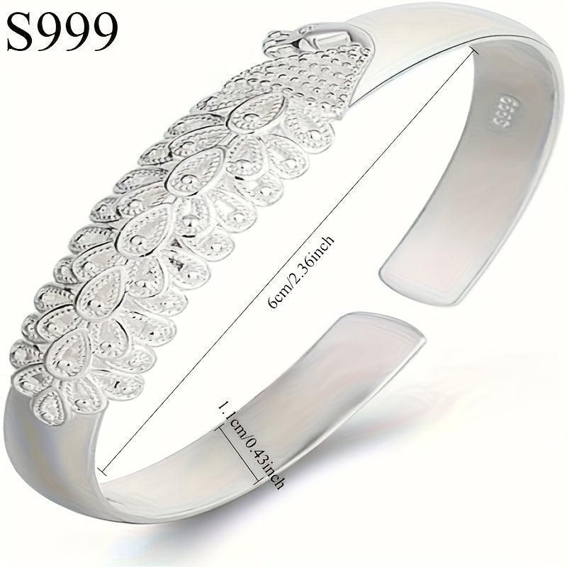 999 Silver Peacock Bracelet Chinese Craftsmanship Daily & Party Accessory