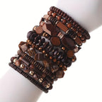 12pcs Boho Wood Bead Bracelet Set Mix Stackable Ethnic Outdoor Accessory
