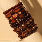12pcs Boho Wood Bead Bracelet Set Mix Stackable Ethnic Outdoor Accessory