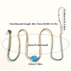 Boho Wrap Bracelet Natural Stone Glass Hematite Beaded Braid