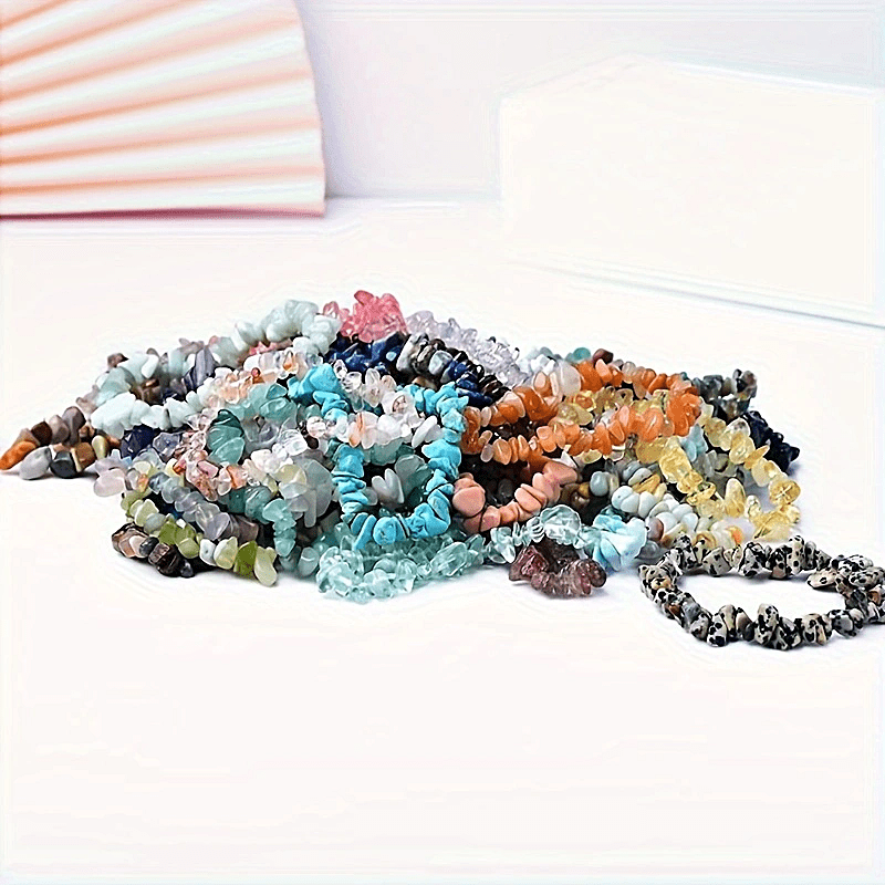 12pcs Vintage Natural Crystal Gemstone Bracelet Set Elastic Cord 12 Unique Chakr