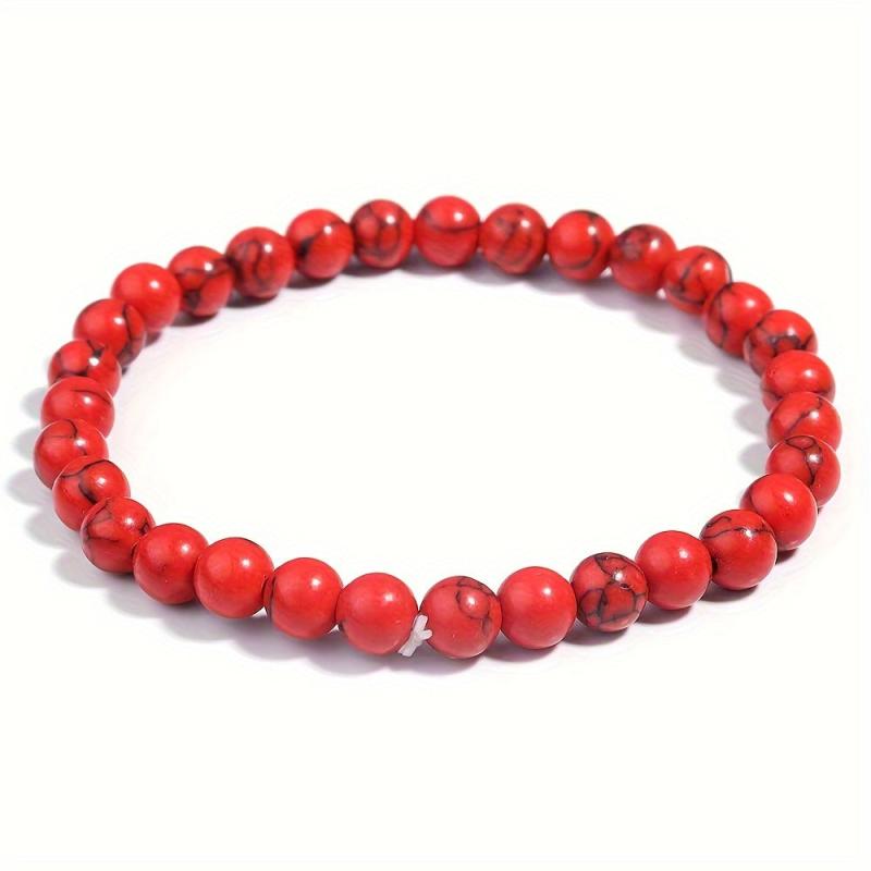 4pcs Women's Red Turquoise Bracelet Set for Daily Party