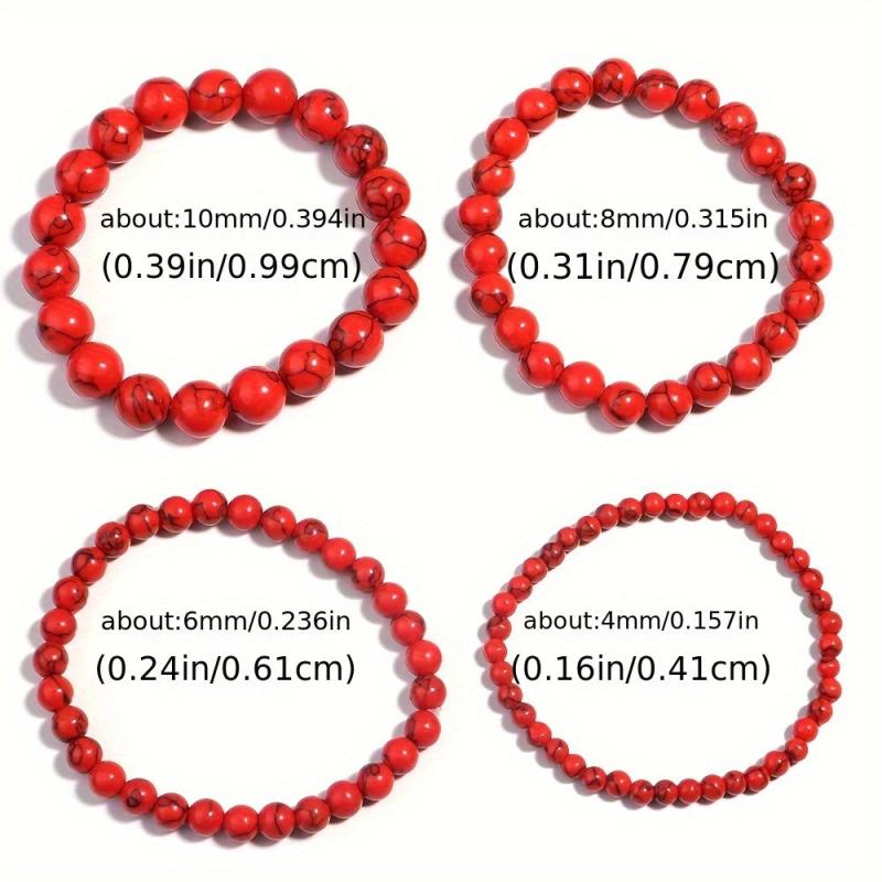 4pcs Women's Red Turquoise Bracelet Set for Daily Party