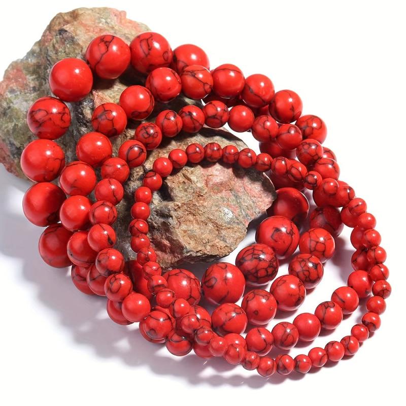 4pcs Women's Red Turquoise Bracelet Set for Daily Party