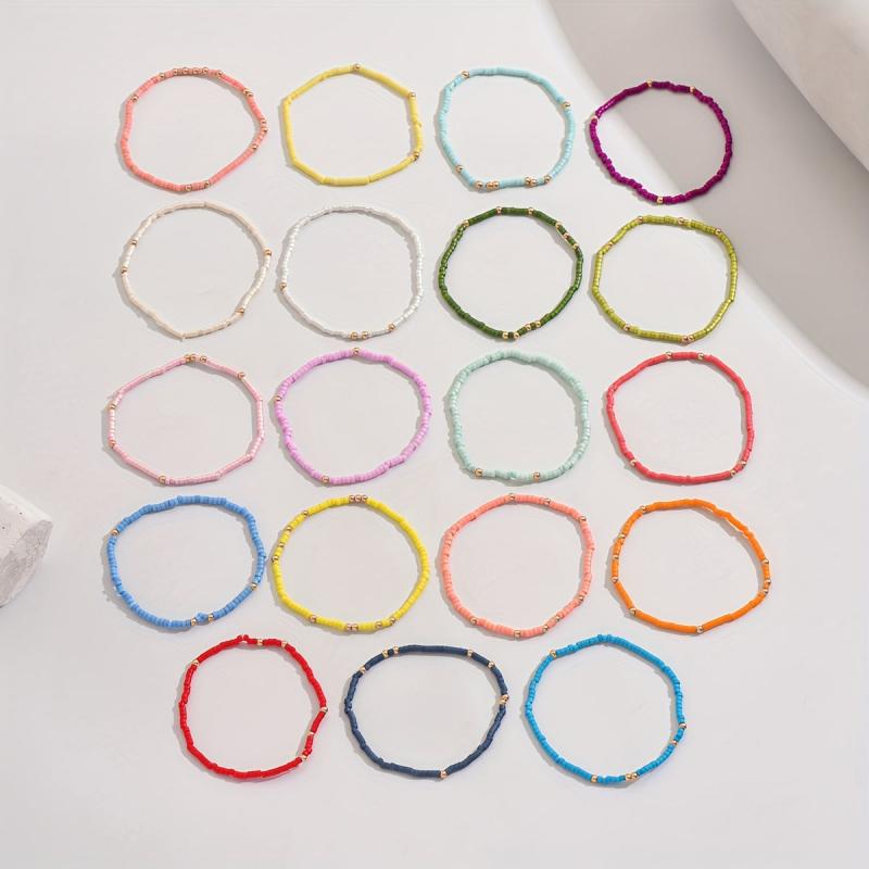 Bohemian Style Colorful Beaded Bracelets - 19pcs