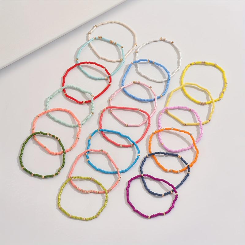 Bohemian Style Colorful Beaded Bracelets - 19pcs