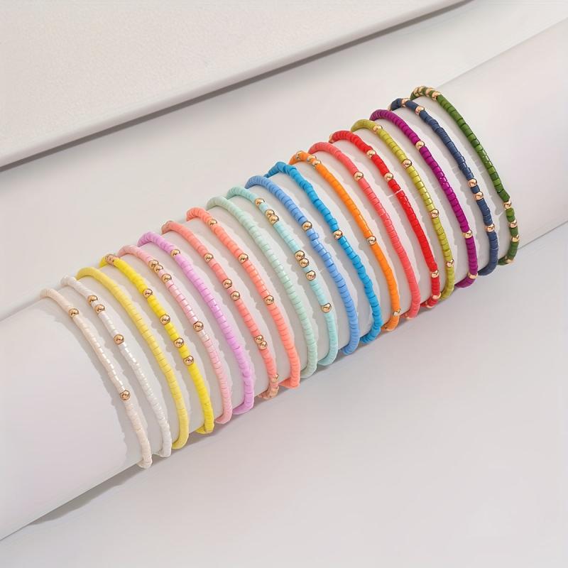 Bohemian Style Colorful Beaded Bracelets - 19pcs