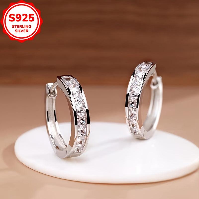 925 Sterling Silver Stud Earrings with Zirconia, Perfect Gift